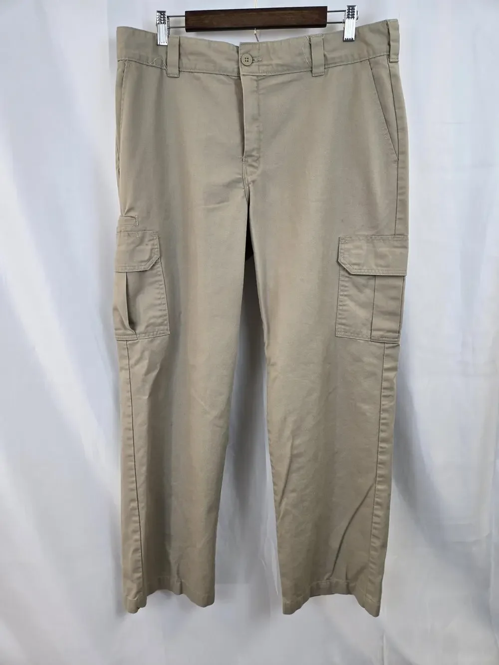 Dickies Cargo Pants Mens 36x32 Beige Regular Straight Canvas Workwear Utility